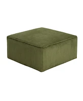 Isabella Square Ottoman, Olive Green, Corduroy
