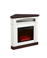 Corner Electric Fireplace with Mantel, Realistic Effects, Remote and Timer
