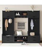Detachable Hall Tree with Storage & Hooks: Multifunctional Hallway Coat Rack
