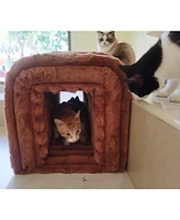 Ottoman Storage Bench Pet Supplies Corduroy Bench Cat's nest to hide For the Living Room, Entryway and Bedroom, Brown