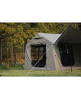 Inflatable Camping Tent: 9.8 x13ft with Canopy, Hand Pump, Easy Setup, Waterproof
