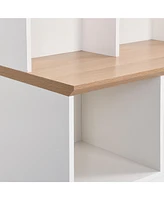 Hall Tree with Bench and Cube Storage (8 Hooks, White)