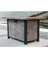 44-Inch Outdoor Fire Pit Table with 50K Btu, Cultured Stone Effect