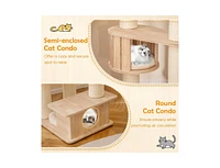 Tall Cat Tree with Cozy Top Perch & Washable Plush Cushions Comfortable & Stylish Cat Tower