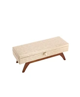 Teddy wool fabric, solid wood feet for solid weighing, and bed end stool with storage function
