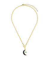 Unwritten Lapis Stone Moon Star Pendant Necklace