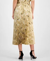 Anne Klein Women's Printed Pleated Pull-On Midi Skirt