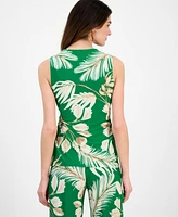 Anne Klein Women's Printed V-Neck Side-Tie Sleeveless Top