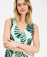 Anne Klein Women's Printed Cotton Eyelet V-Neck Dress