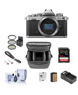 Nikon Z fc Dx-Format Mirrorless Camera Bundle with 64GB Sd Card, Shoulder Bag, Wrist Strap, Extra Battery, Charger, Screen Protector, Cleaning Kit