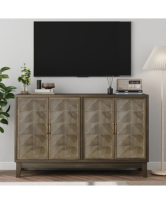 Vintage Sideboard Cabinet with Ample Storage, 4 Doors, Console Table