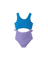 Toddler/Child Girls Blue Textured Cutout One Piece Swimsuit