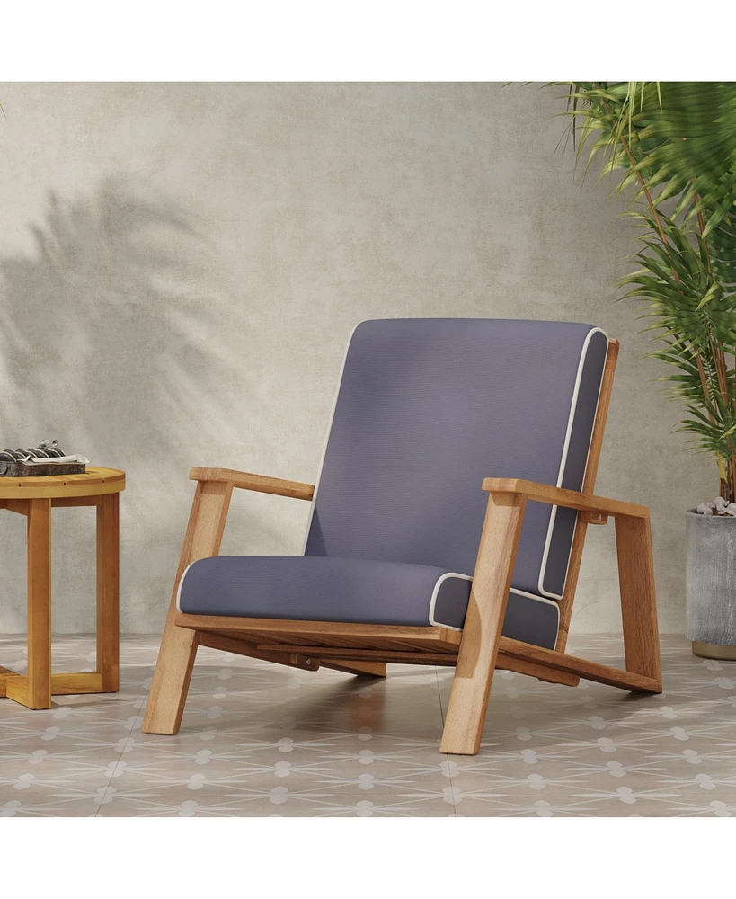 Contemporary Acacia Wood Adirondack Club Chairs with Water-Resistant Cushions