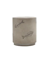 Unique Sea Life Style Round Side Table - Fish Design Magnesium Oxide, 16" x 18