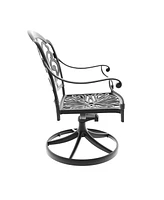 Cast Aluminum Patio Swivel Chair 2PCS With Black Frame and Cushions In Random Colors