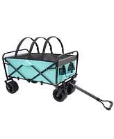 440lbs Collapsible Wagon with Strapping, Beach, Utility, Grocery, Camping, Gardening, Fishing