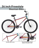 Freestyle Kids Bike Double Disc Brakes 26 Inch Single Speed Children's Bicycle for Boys Girls Age 12+ Years