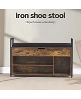 39" Storage Bench with Cushion and Lift-Top for Shoes, Entryway