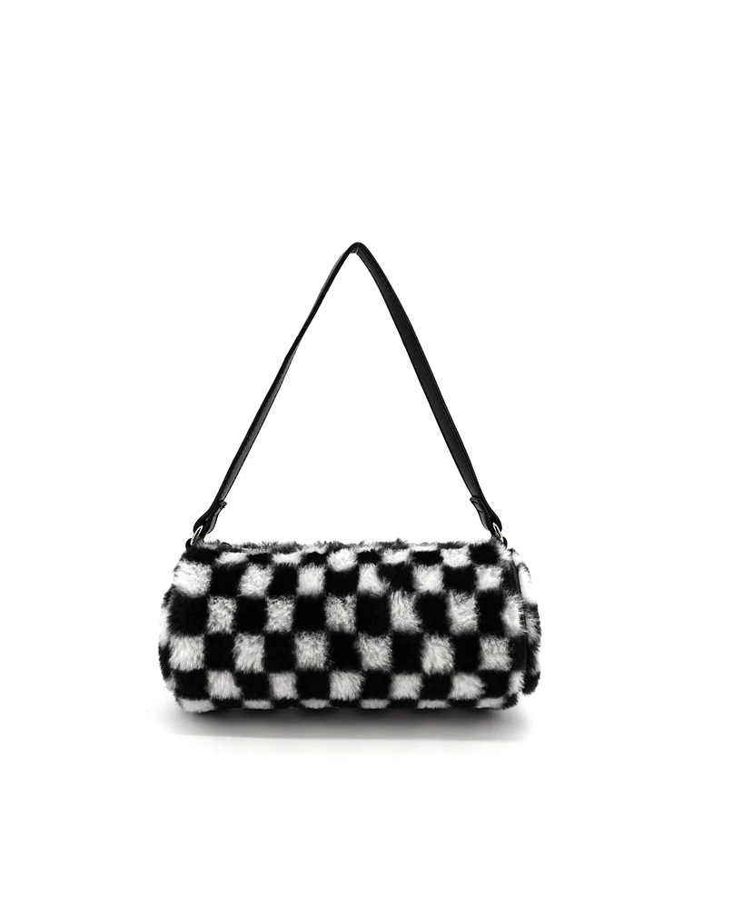 Like Dreams Jordan Checkered Faux Fur Small Shoulder Bag