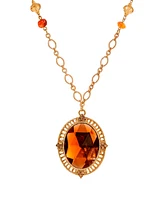 2028 Oval Acrylic Topaz Pendant Necklace