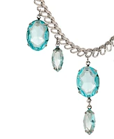 2028 Aqua Crystal Statement Drop Necklace