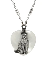 2028 Mop Heart Cat Pendant Necklace