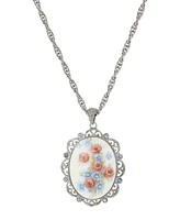 2028 Oval Floral Pendant Necklace