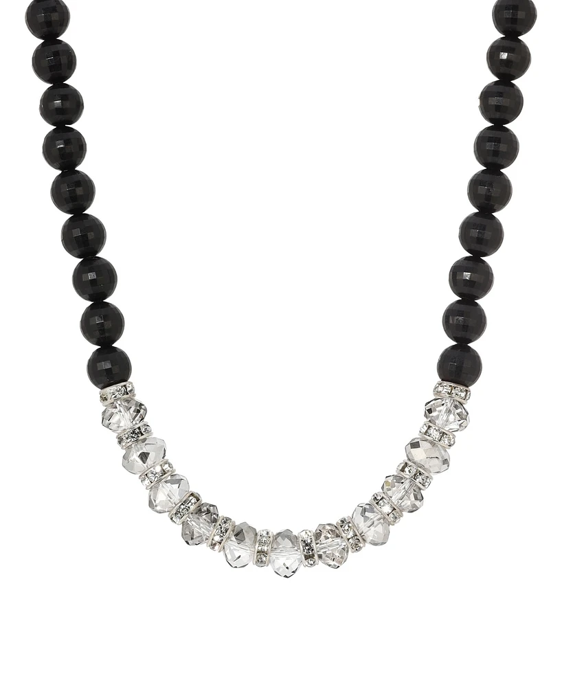 2028 Black Acrylic Bead Crystal Glass Necklace