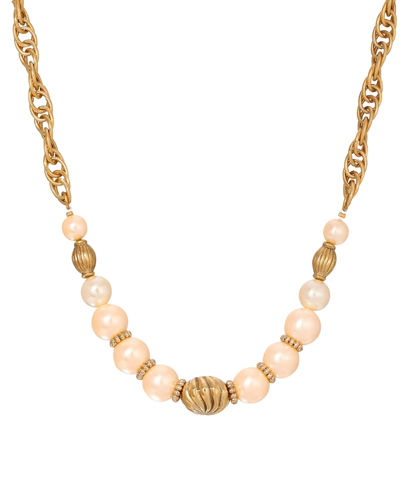 2028 Faux Cultivated Pearl Twisted Chain Necklace