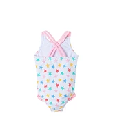 Infant Girls Starfish Print Textured Swimsuit