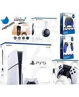 Sony Playstation 5 Slim Disc Bundle with White Pulse Headset, Extra Edge Controller, Pro Gamer Kit