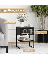 Nightstand with Flip up Door Storage Shelf