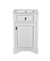 20-Inch Vanity: Ceramic Sink, Soft-Close Door, Adjustable Shelf, Door Storage