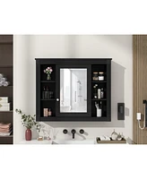 Wall Mounted Bathroom Cabinet with Mirror and 6 Shelves