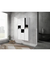 12" Bathroom Side Cabinet,6-Soft Close Doors,Float Mounting Design,0112WH3-0212WH-K3(Kd-Packing)
