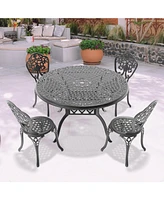 5-Piece Set Of All-Weather Cast Aluminum Dining Furniture Set With Black Frame