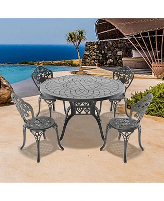 5-Piece Set Of All-Weather Cast Aluminum Dining Furniture Set With Black Frame