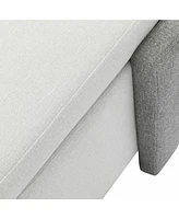 Large Versatile Storage Ottoman Bench: Spacious, Durable, and Stylish for Any Room, White with light grey(51"20"17")