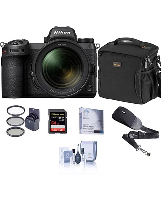 Nikon Z 6II Mirrorless Camera with Nikkor Z 24-70mm f/4 S Lens Bundle with 64GB Sd Card, Bag, Screen Protector, Sling Strap, Filter Kit, Cleaning Kit