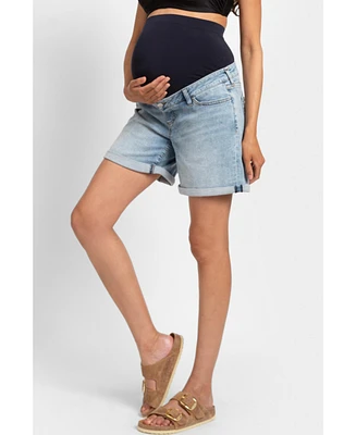 Seraphine Women's Over-Belly Denim Maternity Shorts