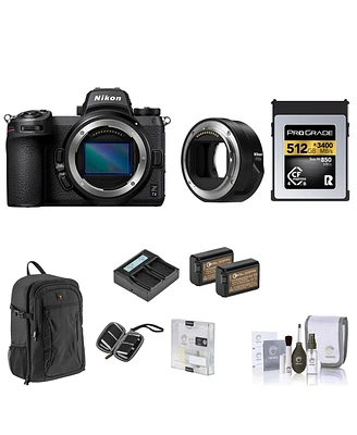 Nikon Z 7II Mirrorless Digital Camera, Bundle with Nikon Ftz Ii Mount Adapter, 512GB Cfexpress Card, 2x Extra Battery, Dual Charger, Backpack, Screen
