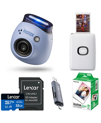 Fujifilm Instax Pal Digital Camera, Pistachio Green, Bundle with Mini Link 2 Smartphone Printer, 32GB Memory Card and Daylight 20 Exposures Fil