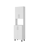 Fm Furniture Ko Vaya Double Cabinet Kitchen Pantry with Open Storage, White