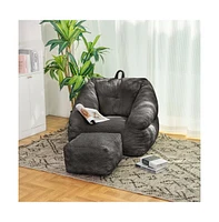 Fluffy Bean Bag Chair with Memory Foam, Comfy Faux Fur Lounge for Adults & Kids-The Pop Home