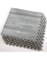 100 SqFt 3/8" Natural Gray Wood Grain Foam Mat Interlocking Mat Tiles 25pcs