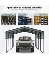 12x20 Ft Metal Carport,Heavy Duty Canopy Galvanized Steel Outdoor Garage for Snow,Waterproof Car Shelter