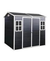 8x4ft Resin Outdoor Shed with Two Windows and Double Door