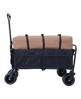 Collapsible Wagon Cart with Strapping System, 440lbs Capacity, for Beach, Camping, Shopping