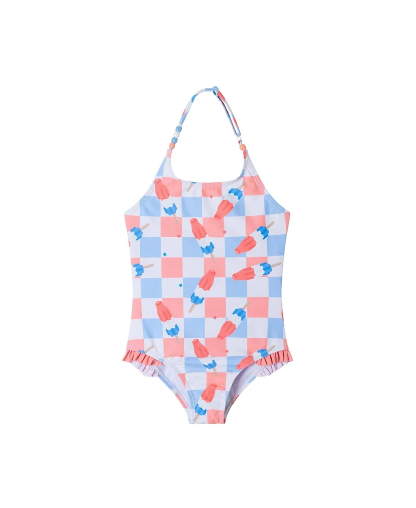 Toddler/Child Girls Bomb Pop/Checker Print Halter Swimsuit