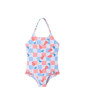 Toddler/Child Girls Bomb Pop/Checker Print Halter Swimsuit